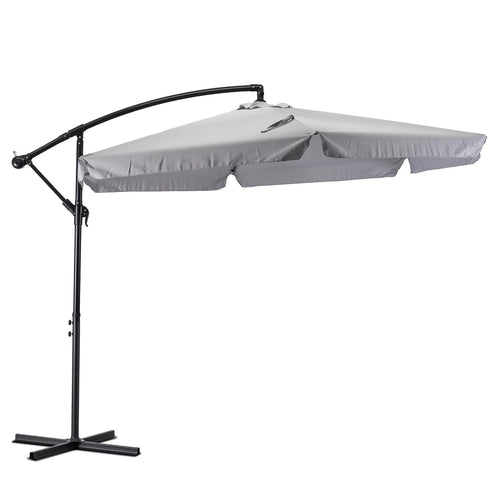 Elite AKRON Garden Umbrella Light Grey - Large Waterproof Outdoor Parasol