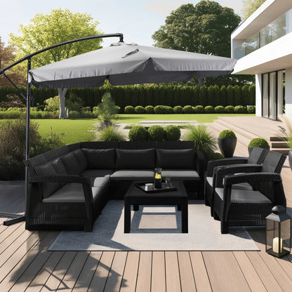 Elite AKRON Garden Umbrella Light Grey - Large Waterproof Outdoor Parasol