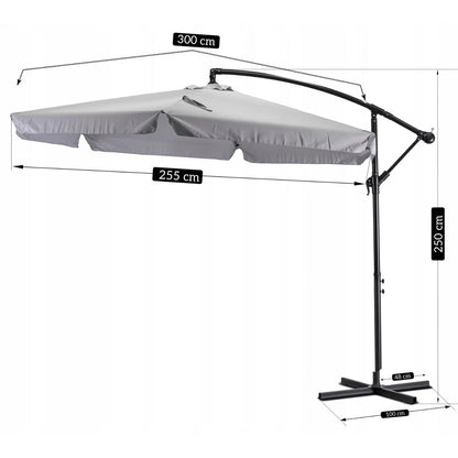 Elite AKRON Garden Umbrella Light Grey - Large Waterproof Outdoor Parasol