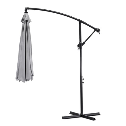 Elite AKRON Garden Umbrella Light Grey - Large Waterproof Outdoor Parasol