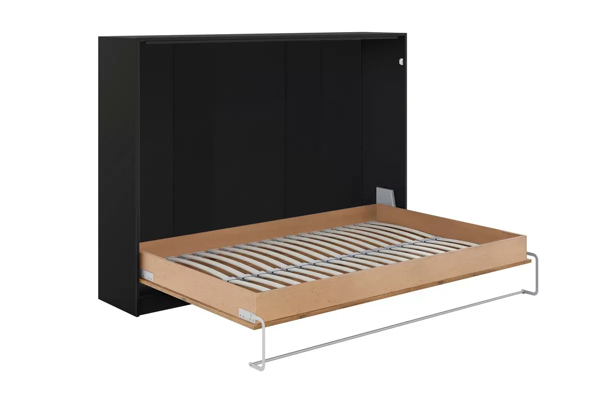 Customizable Murphy Bed BASIC Horizontal  Furniture Set Black and Lancelot Oak 90, 120, 140 x 200 cm