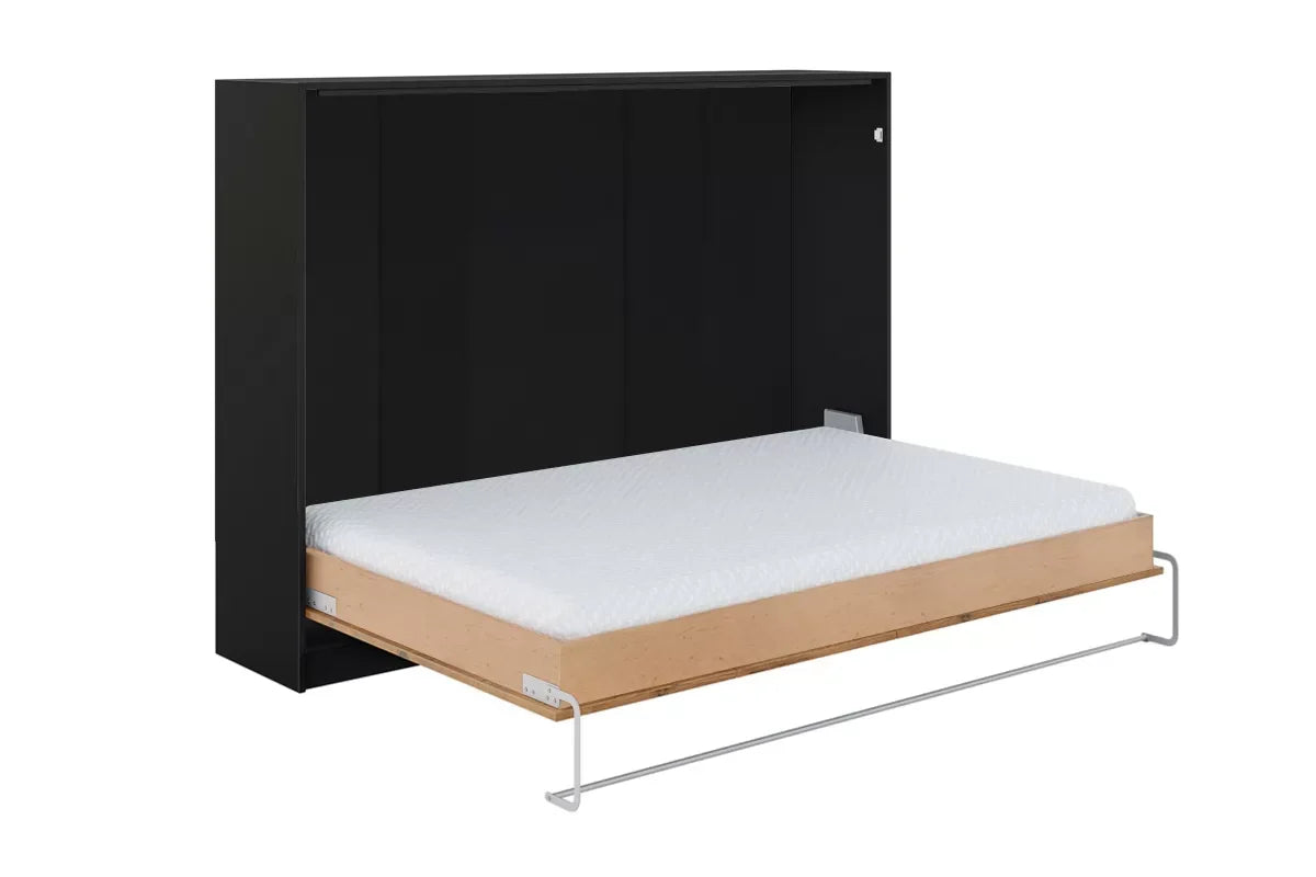 Customizable Murphy Bed BASIC Horizontal  Furniture Set Black and Lancelot Oak 90, 120, 140 x 200 cm