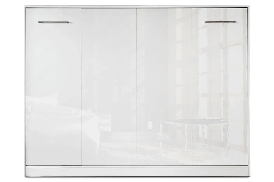 Customizable BASIC Murphy Bed  Horizontal Furniture Set White Gloss 90, 120, 140 x 200 cm