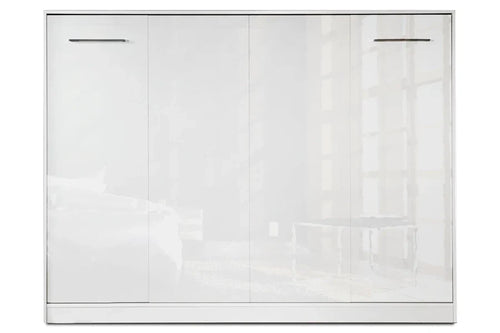 Customizable BASIC Murphy Bed  Horizontal Furniture Set White Gloss 90, 120, 140 x 200 cm