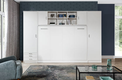 Customizable Murphy Bed BASIC Horizontal  Furniture Set Black and Lancelot Oak 90, 120, 140 x 200 cm