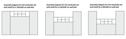 Customizable BASIC Murphy Bed Horizontal  Furniture Set White Matt 90, 120, 140 x 200 cm