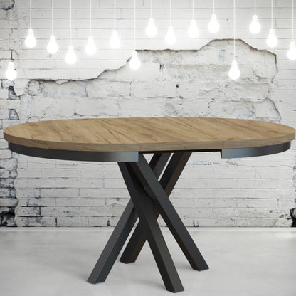 Round Extendable Dining Table Redpak Raven with Metal Ring (100/140)