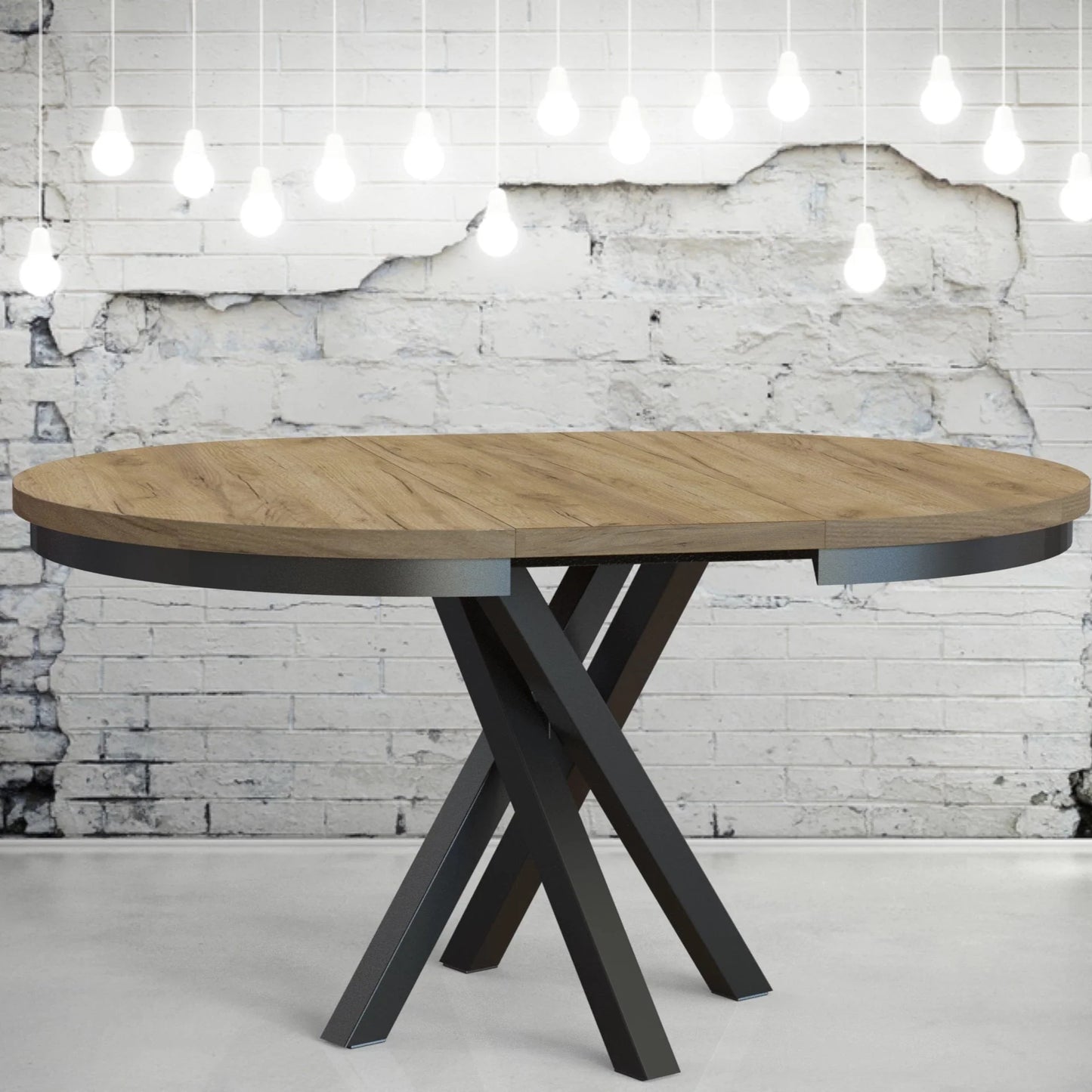 Round Extendable Dining Table Redpak Raven with Metal Ring (100/140)
