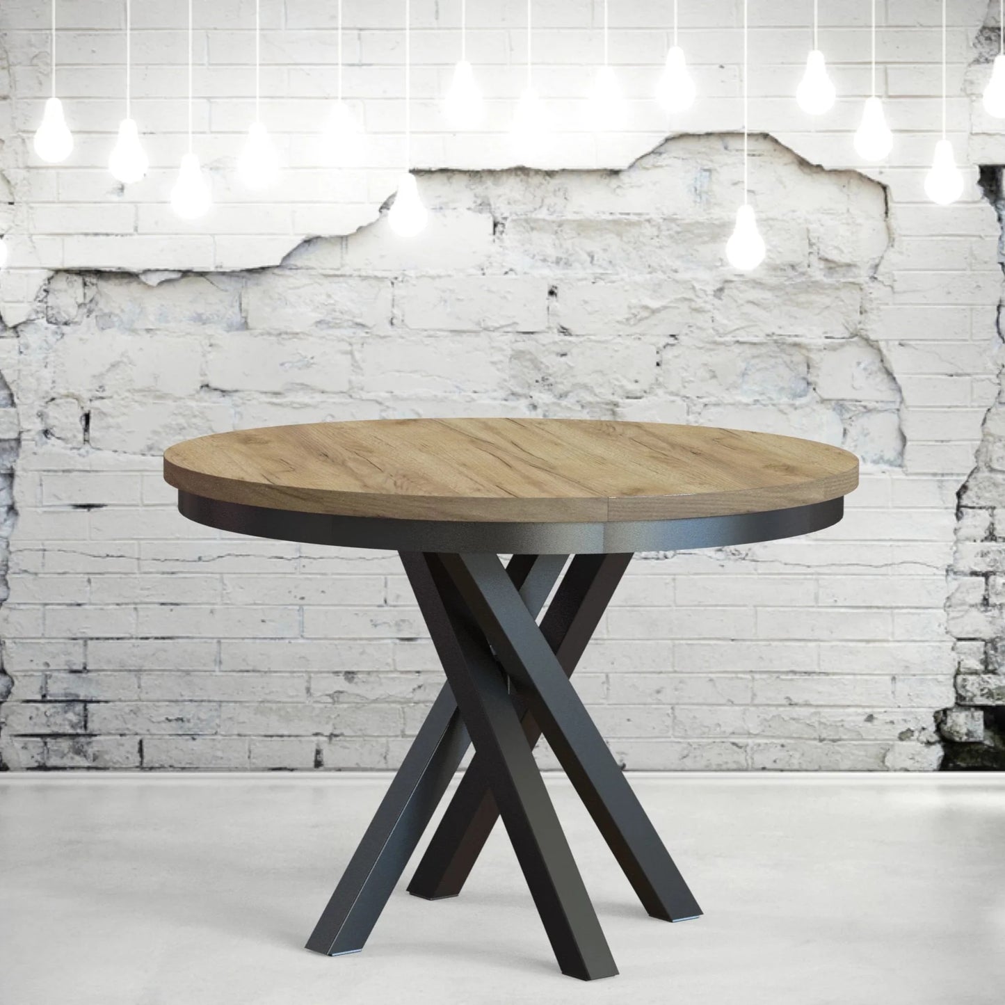 Round Extendable Dining Table Redpak Raven with Metal Ring (100/140)