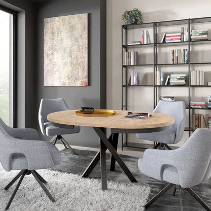 Round Extendable Dining Table Redpak Raven with Metal Ring (100/140)