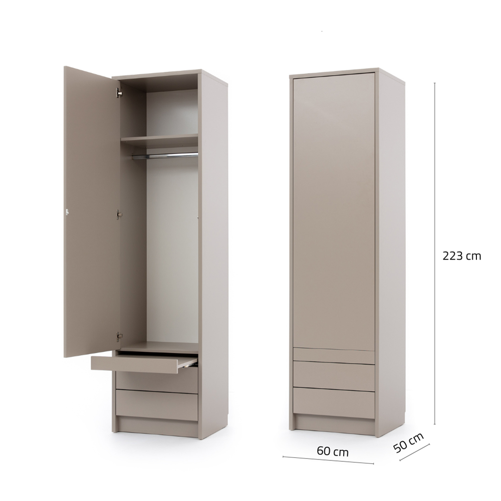 Genius Vertical Murphy Bed with Desk & Wardrobes – with 120x200 cm Mattress, LED Lighting