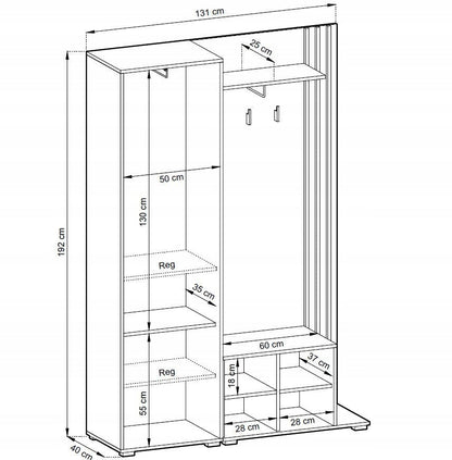 Nelly Hallway Wardrobe - Artisan Oak / Black Slat / Mirror