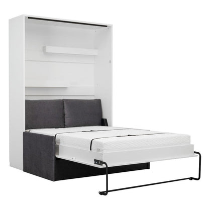 Customizable Genius Murphy Bed with Sofa Set 140 x 200 cm Olied Oak, LED Lighting