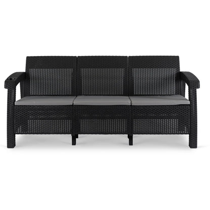 Elite FLINT Outdoor Sofa – Black Technorattan