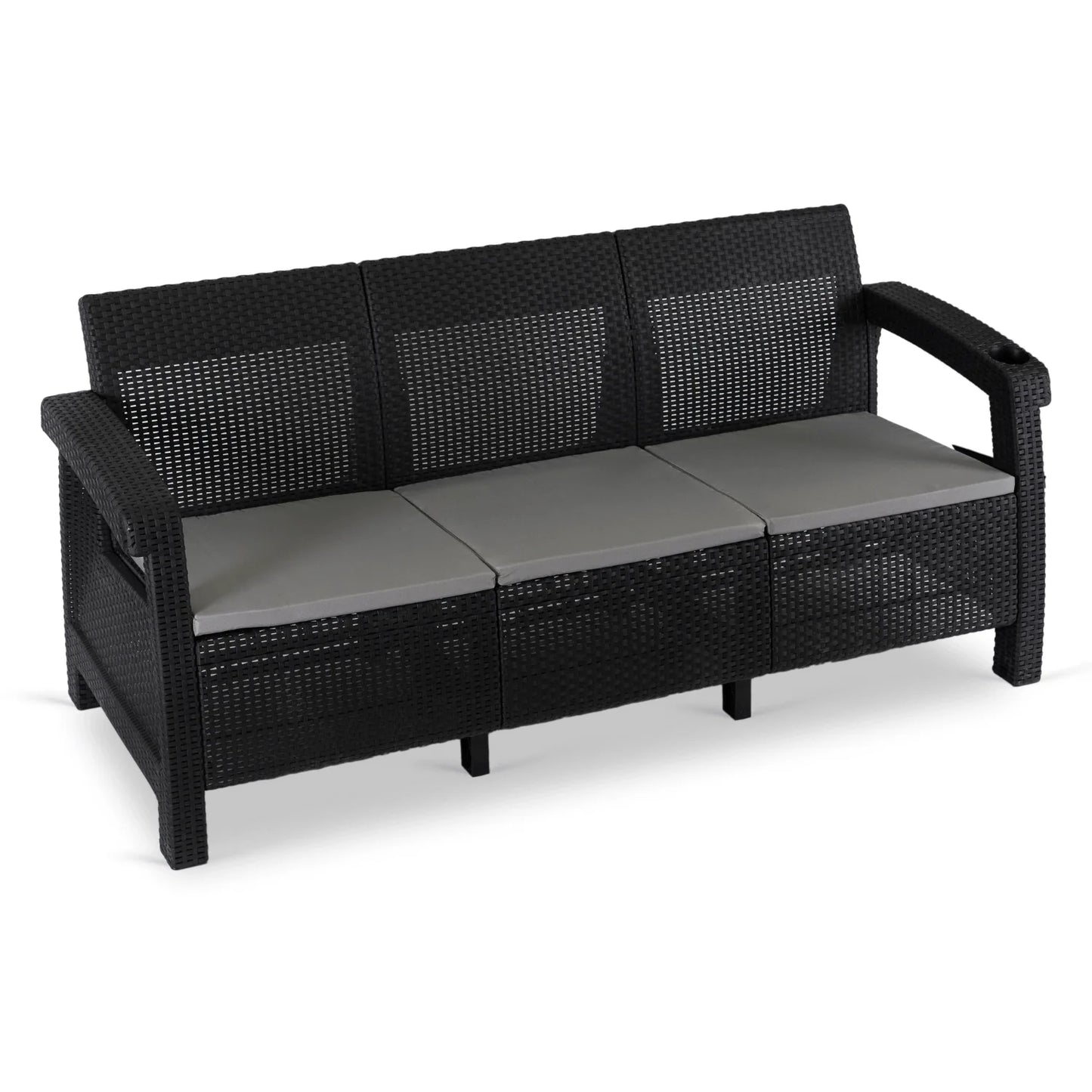 Elite FLINT Outdoor Sofa – Black Technorattan
