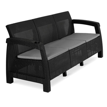 Elite FLINT Outdoor Sofa – Black Technorattan