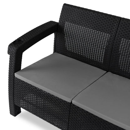 Elite FLINT Outdoor Sofa – Black Technorattan