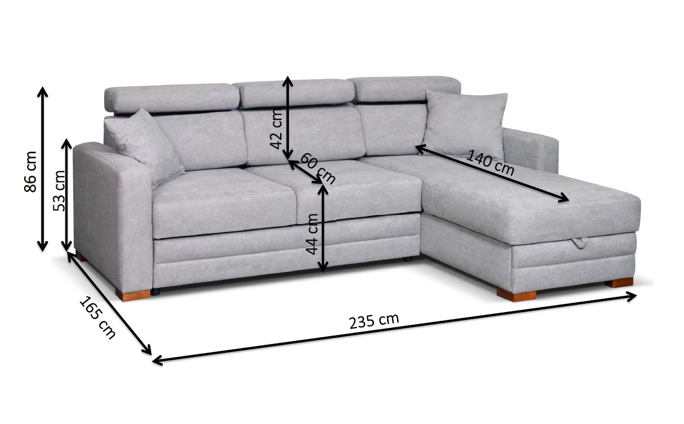 Solar Corner Sofa Soft Grey 165 x 235 cm