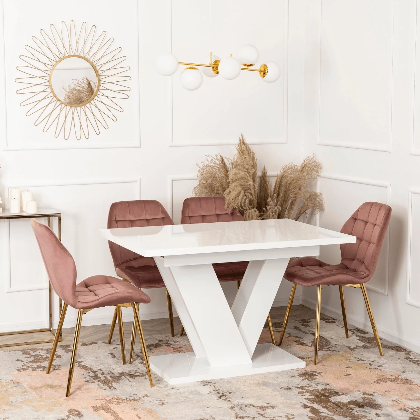 Elite CLARK Extendable Dining Table – White Gloss (120-160 cm)