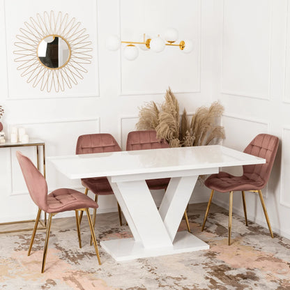 Elite CLARK Extendable Dining Table – White Gloss (120-160 cm)