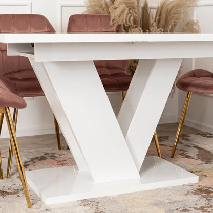 Elite CLARK Extendable Dining Table – White Gloss (120-160 cm)