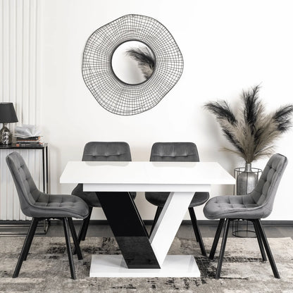 Elite CLARK Extendable Dining Table – White/Black Gloss (120-160 cm)