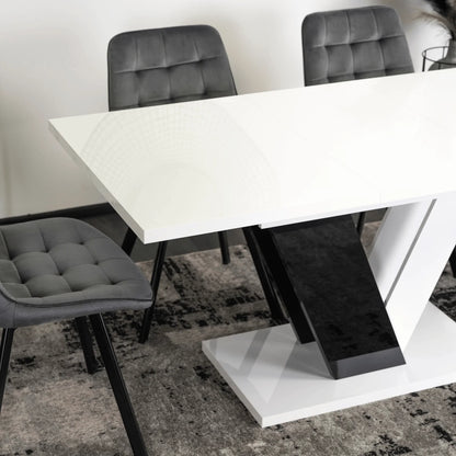 Elite CLARK Extendable Dining Table – White/Black Gloss (120-160 cm)