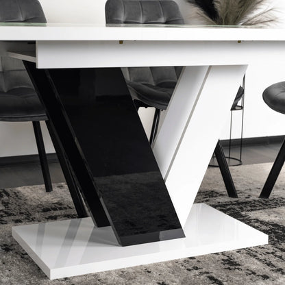 Elite CLARK Extendable Dining Table – White/Black Gloss (120-160 cm)