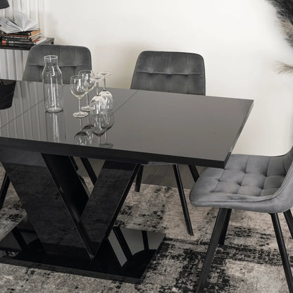 Elite CLARK Extendable Dining Table – Black Gloss (120-160 cm)