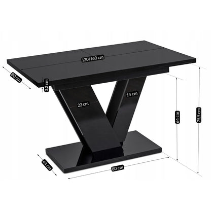 Elite CLARK Extendable Dining Table – Black Gloss (120-160 cm)