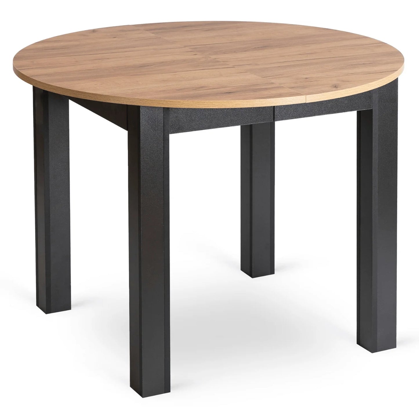 Elite HARRY Extendable Round Dining Table – Oak Craft & Black