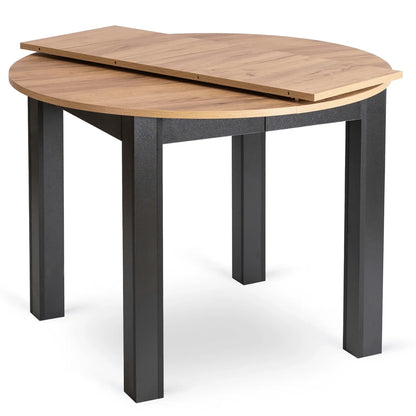 Elite HARRY Extendable Round Dining Table – Oak Craft & Black