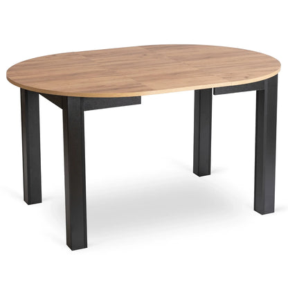 Elite HARRY Extendable Round Dining Table – Oak Craft & Black