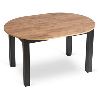 Elite HARRY Extendable Round Dining Table – Oak Craft & Black