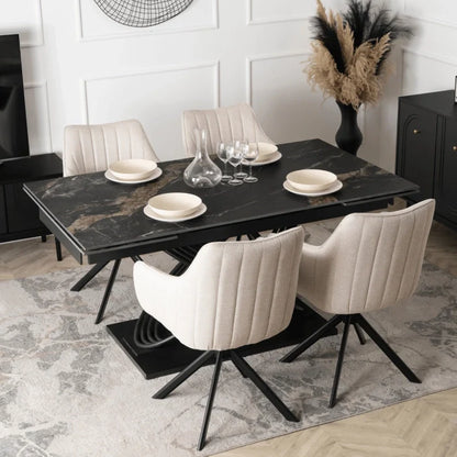 Elite IBIZA 160-240 cm Dining Table IBIZA 160–240 cm Ceramic Black Marble, Modern Loft