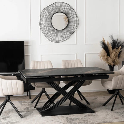 Elite IBIZA 160-240 cm Dining Table IBIZA 160–240 cm Ceramic Black Marble, Modern Loft