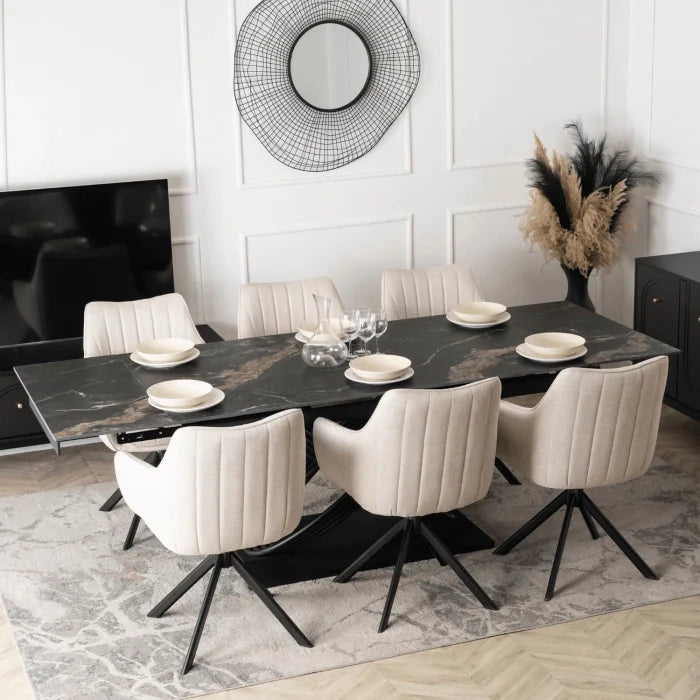 Elite IBIZA 160-240 cm Dining Table IBIZA 160–240 cm Ceramic Black Marble, Modern Loft
