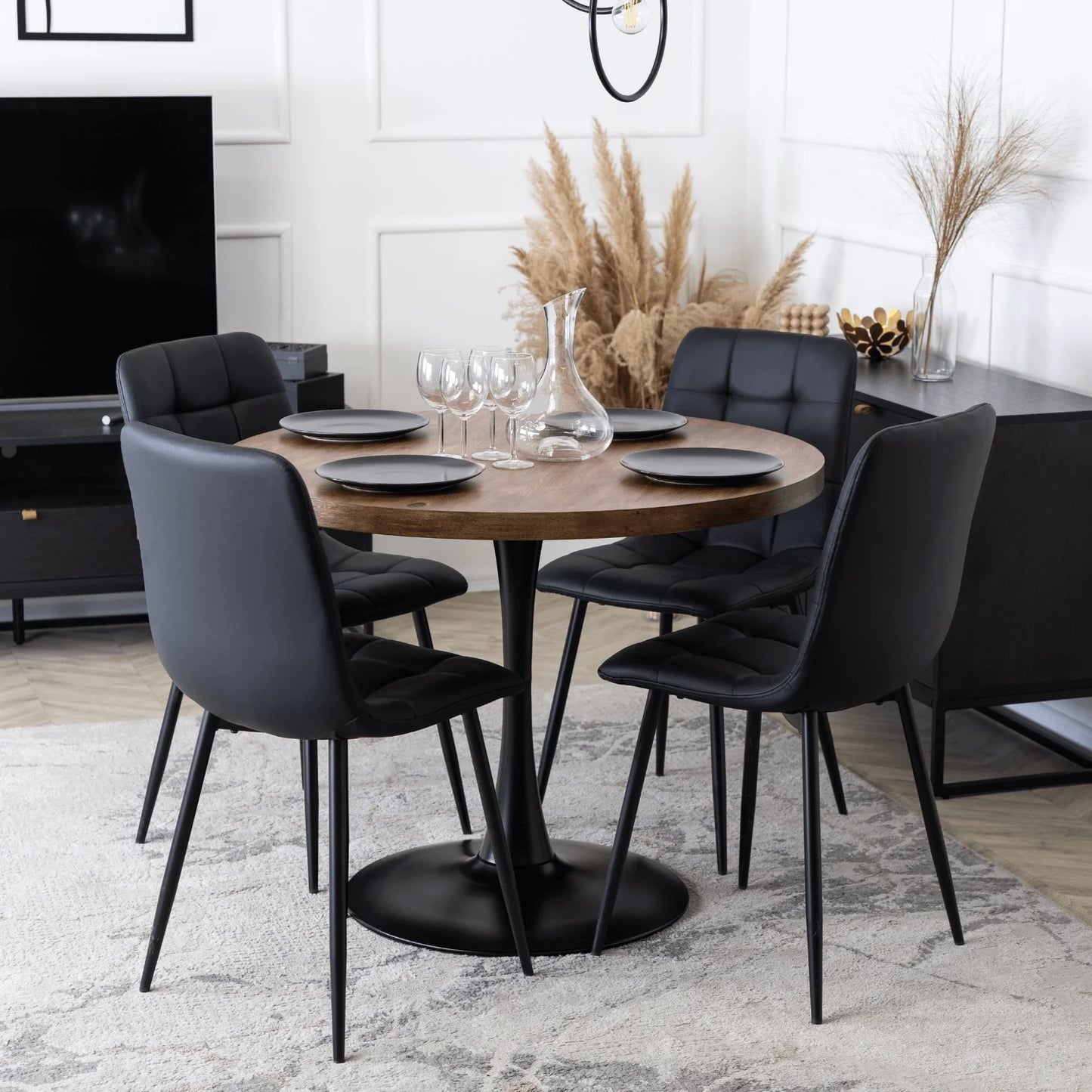 Elite LINO 100 cm Round Dining Table – Rustic Elegance for Any Space