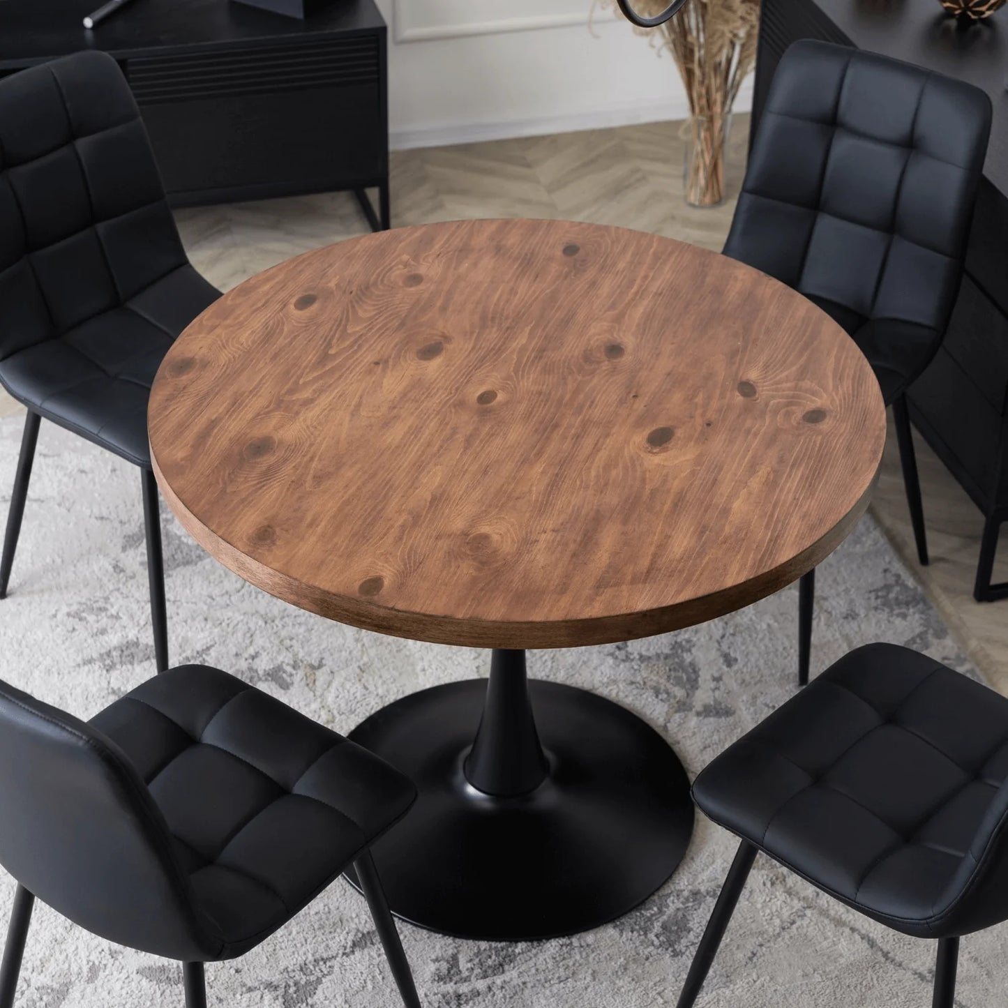 Elite LINO 100 cm Round Dining Table – Rustic Elegance for Any Space