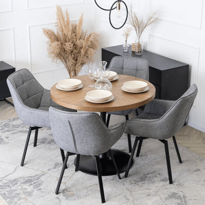 Elite LINO 100 cm Round Dining Table – Walnut Elegance with a Modern Touch