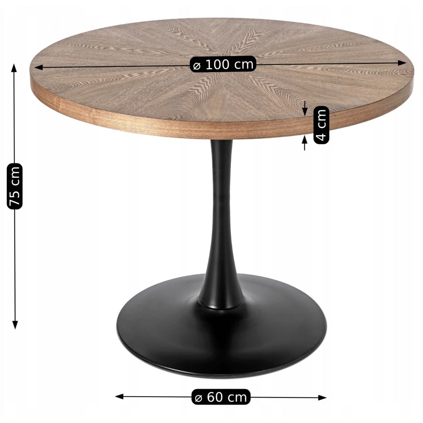 Elite LINO 100 cm Round Dining Table – Walnut Elegance with a Modern Touch