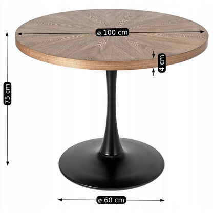 Elite LINO 100 cm Round Dining Table – Walnut Elegance with a Modern Touch