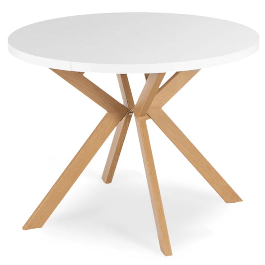 Elite LUKAS Round Extendable Dining Table 100–250 cm White/Scandinavian Oak