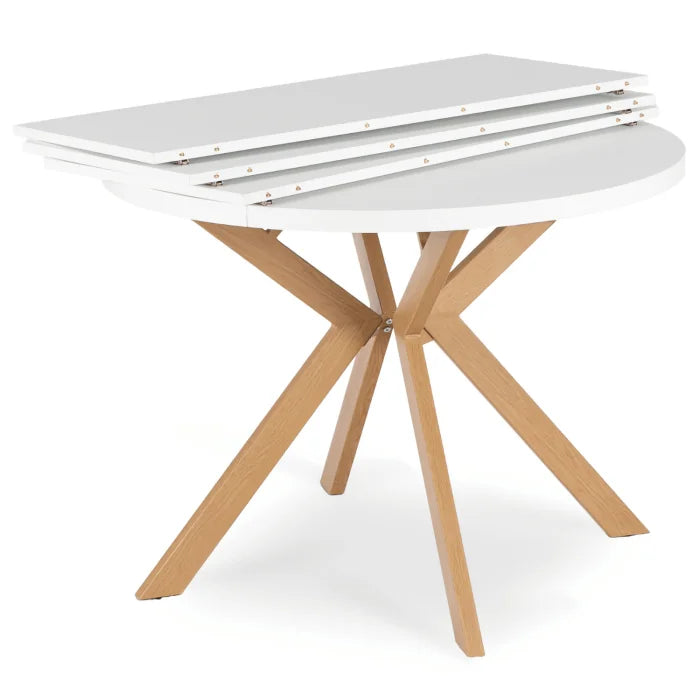 Elite LUKAS Round Extendable Dining Table 100–250 cm White/Scandinavian Oak