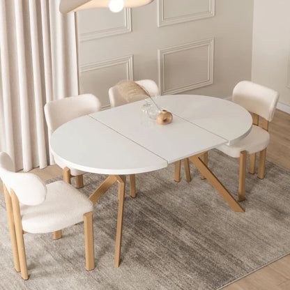 Elite LUKAS Round Extendable Dining Table 100–250 cm White/Scandinavian Oak