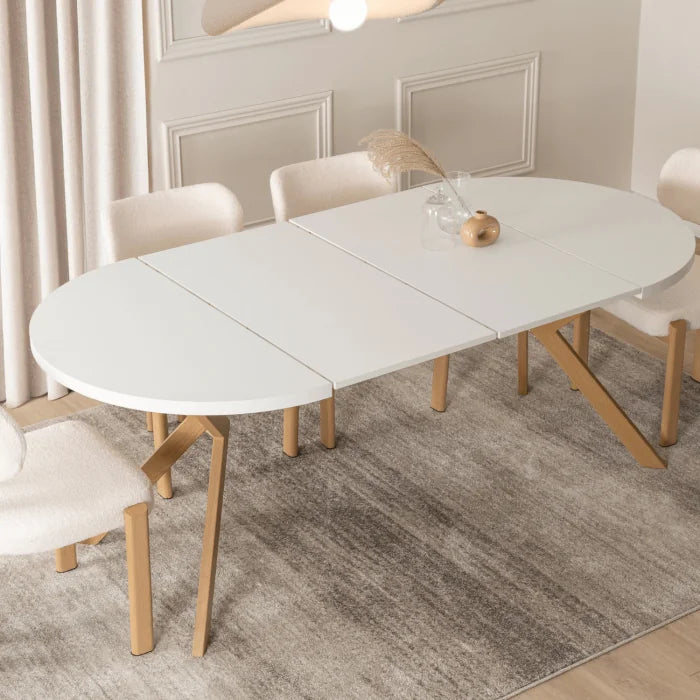 Elite LUKAS Round Extendable Dining Table 100–250 cm White/Scandinavian Oak