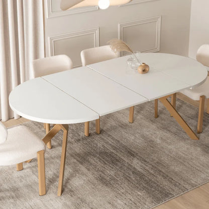 Elite LUKAS Round Extendable Dining Table 100–250 cm White/Scandinavian Oak