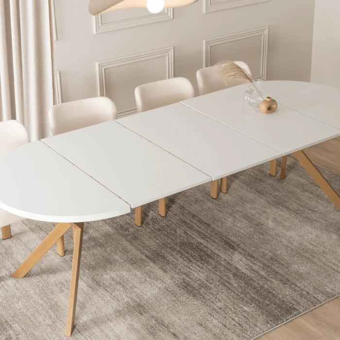 Elite LUKAS Round Extendable Dining Table 100–250 cm White/Scandinavian Oak