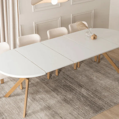 Elite LUKAS Round Extendable Dining Table 100–250 cm White/Scandinavian Oak