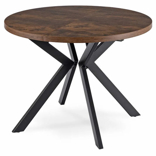 Elite LUKAS Round Extendable Dining Table 100–250 cm Rustic Oak Modern Loft